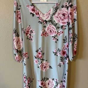 Everly Pink Floral Long Sleeve Dress